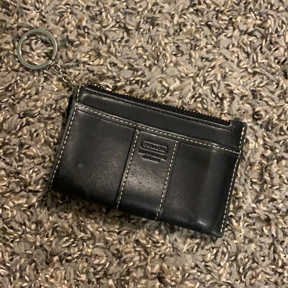Coach black leather keychain wallet - Picture 1 of 4